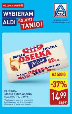 Aldi - gazetka promocyjna Masło osełka w super cenie Aldi! od czwartku 08.01 do soboty 10.01