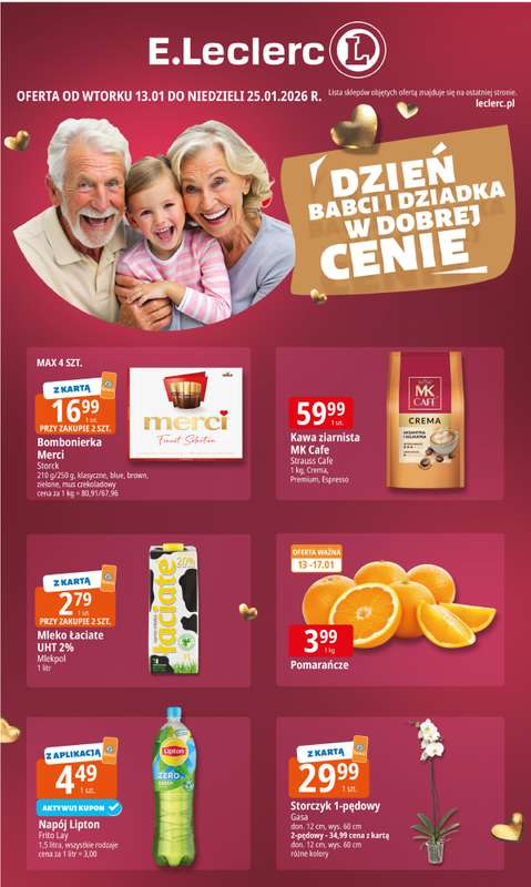 Leclerc - gazetka promocyjna Oferta E.Leclerc I Dzień Babci i Dziadka w dobrej cenie od wtorku 13.01 do niedzieli 25.01