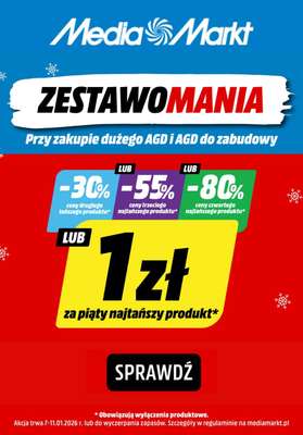Media Markt - gazetka promocyjna Zestawomania! Do -80% rabatu lub 1 zł za piąty produkt od piątku 09.01 do niedzieli 11.01