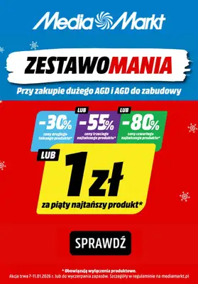 Media Markt - gazetka promocyjna Zestawomania! Do -80% rabatu lub 1 zł za piąty produkt od piątku 09.01 do niedzieli 11.01