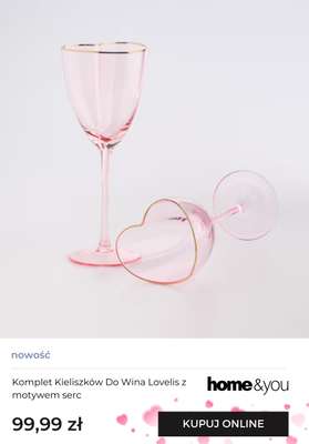 Komplet Kieliszków Do Wina Lovelis z motywem serc