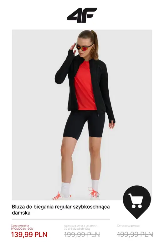 4F - gazetka promocyjna Do -50% na damskie ubrania treningowe od soboty 10.01  - strona 15