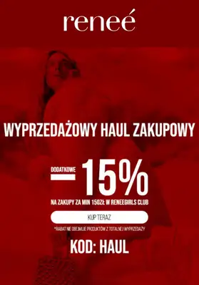 Renee - gazetka promocyjna -15% na zakupy od 150 zł w Reneegirls club od piątku 09.01 do wtorku 13.01