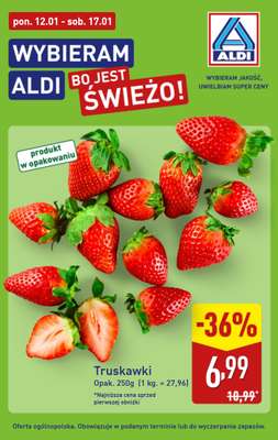 Aldi - gazetka promocyjna Świeże truskawki w super cenie Aldi! od poniedziałku 12.01 do soboty 17.01