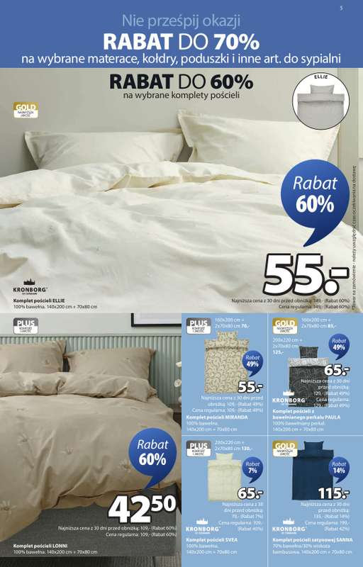 Jysk - gazetka promocyjna Wyprzedaż, Rabat do 70% od środy 14.01 do wtorku 27.01 - strona 5