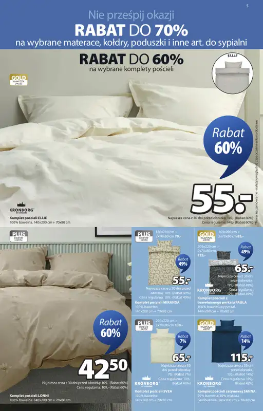 Jysk - gazetka promocyjna Wyprzedaż, Rabat do 70% od środy 14.01 do wtorku 27.01 - strona 5