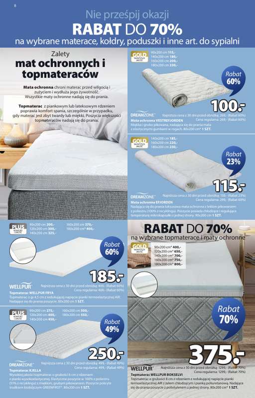 Jysk - gazetka promocyjna Wyprzedaż, Rabat do 70% od środy 14.01 do wtorku 27.01 - strona 8