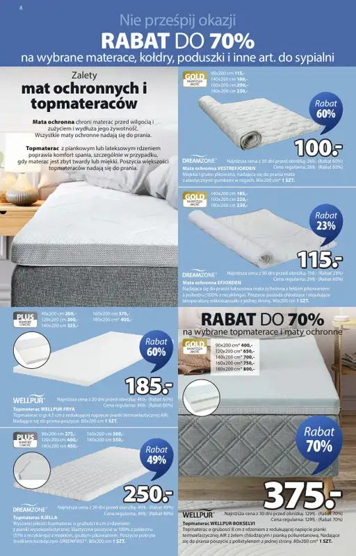 Jysk - gazetka promocyjna Wyprzedaż, Rabat do 70% od środy 14.01 do wtorku 27.01 - strona 8