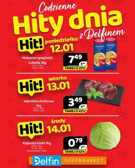 Delfin - gazetka promocyjna Codzienne hity dnia od poniedziałku 12.01 do środy 14.01