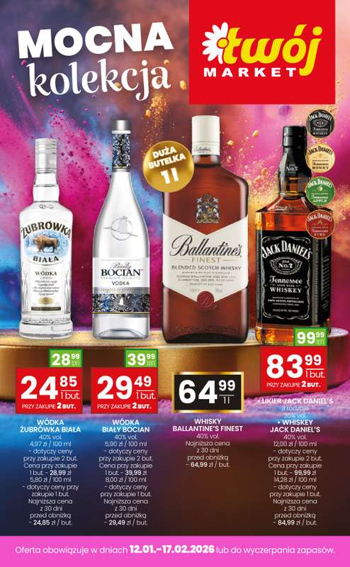 Twój Market - gazetka promocyjna Gazetka alkoholowa od poniedziałku 12.01 do wtorku 17.02