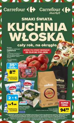 Carrefour - gazetka promocyjna Gazetka Kuchnia Włoska od poniedziałku 12.01 do niedzieli 25.01