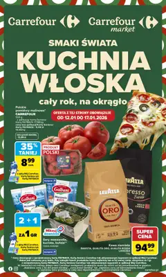 Carrefour - gazetka promocyjna Gazetka Kuchnia Włoska od poniedziałku 12.01 do niedzieli 25.01