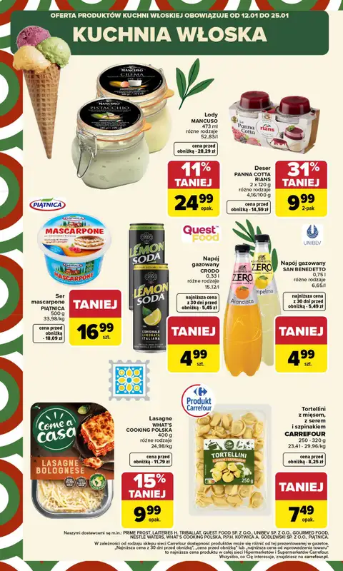 Carrefour Market - gazetka promocyjna Gazetka Kuchnia Włoska od poniedziałku 12.01 do niedzieli 25.01 - strona 12