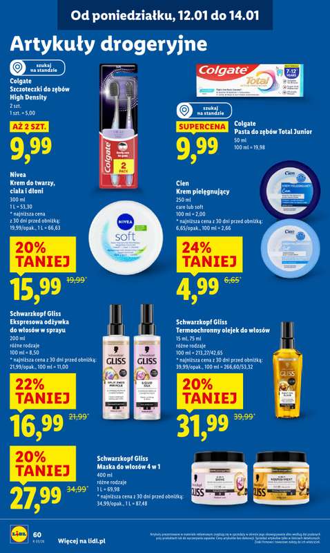 Lidl - gazetka promocyjna Oferta od poniedziałku od poniedziałku 12.01 do środy 14.01 - strona 60