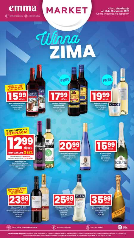 emma MARKET - gazetka promocyjna Ulotka alkoholowa od poniedziałku 12.01 do soboty 31.01