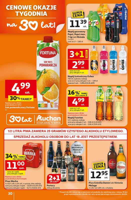 Auchan - gazetka promocyjna Gazetka 30 Lat Hipermarket Auchan od czwartku 15.01 do środy 21.01 - strona 30