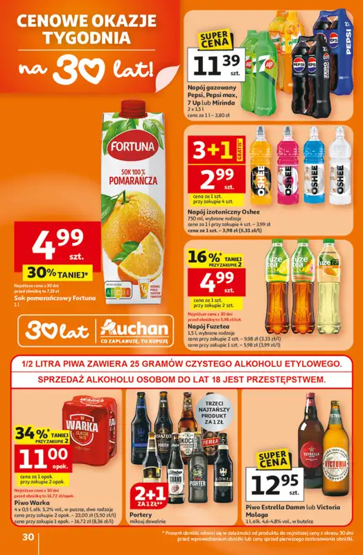 Auchan - gazetka promocyjna Gazetka 30 Lat Hipermarket Auchan od czwartku 15.01 do środy 21.01 - strona 30