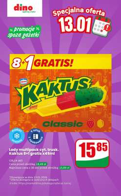 Dino - gazetka promocyjna Lody Kaktus multipack - oferta na 13.01 | Promocje spoza gazetki od wtorku 13.01 do wtorku 13.01