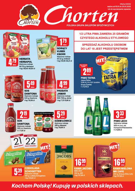 Chorten - gazetka promocyjna Gazetka Małopolska, Śląsk, Podkarpacie, Opolskie Market od czwartku 15.01 do niedzieli 25.01