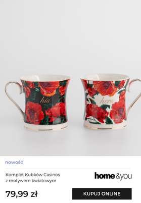 Komplet Kubków Casinos z motywem kwiatowym