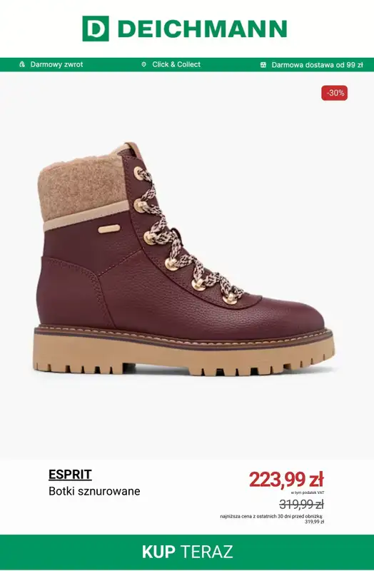 Deichmann - gazetka promocyjna Botki sznurowane damskie od wtorku 13.01  - strona 8