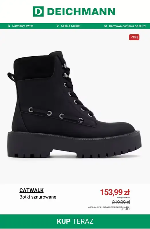 Deichmann - gazetka promocyjna Botki sznurowane damskie od wtorku 13.01  - strona 5