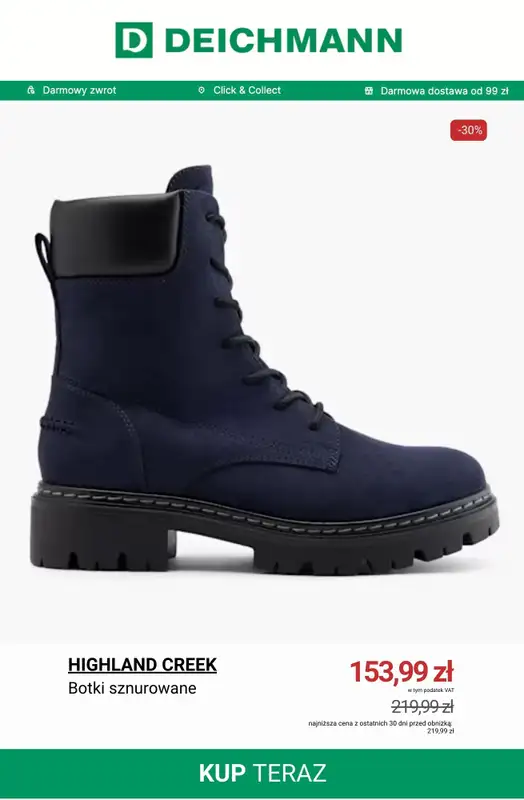 Deichmann - gazetka promocyjna Botki sznurowane damskie od wtorku 13.01  - strona 7