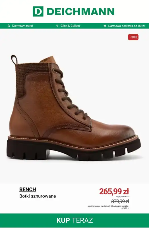 Deichmann - gazetka promocyjna Botki sznurowane damskie od wtorku 13.01  - strona 2