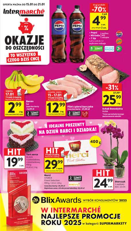 Intermarche - gazetka promocyjna Gazetka od czwartku 15.01 do środy 21.01