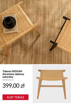 Taboret NOVUM drewniany dębowy naturalny