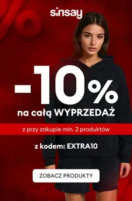 Sinsay - gazetka promocyjna EXTRA -10% na całą WYPRZEDAŻ od wtorku 13.01 
