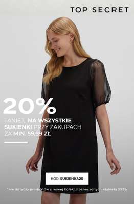 Top Secret - gazetka promocyjna -20% na sukienki przy zakupach za min. 59,99 zł od wtorku 13.01 