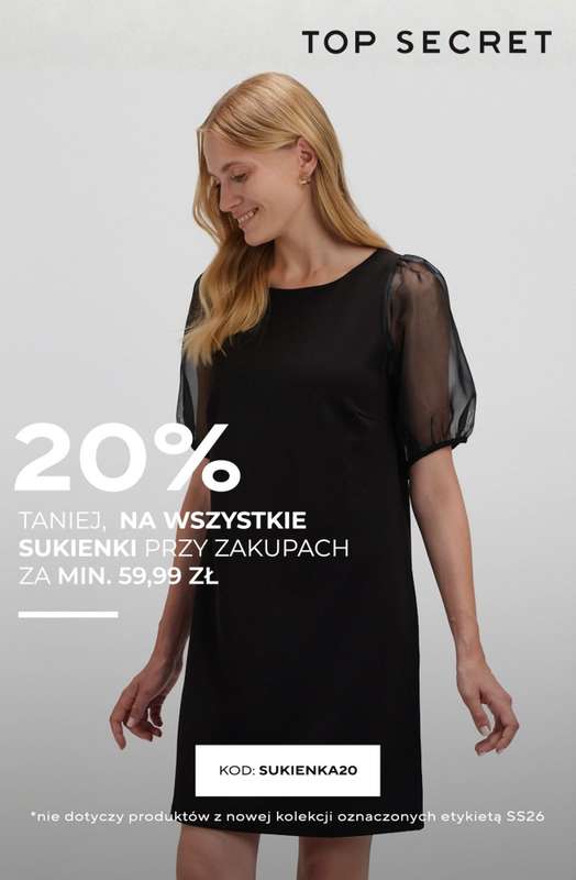 Top Secret - gazetka promocyjna -20% na sukienki przy zakupach za min. 59,99 zł od wtorku 13.01 