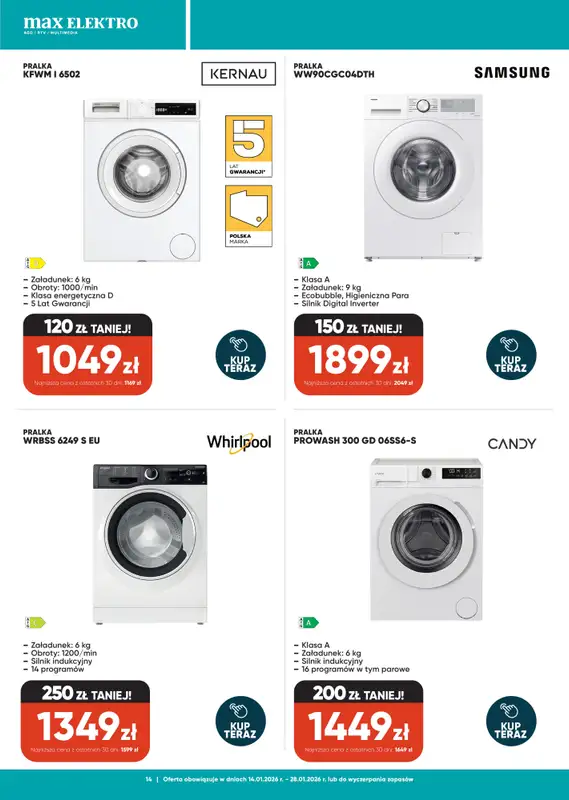 Max Elektro - gazetka promocyjna Gazetka od środy 14.01 do środy 28.01 - strona 14