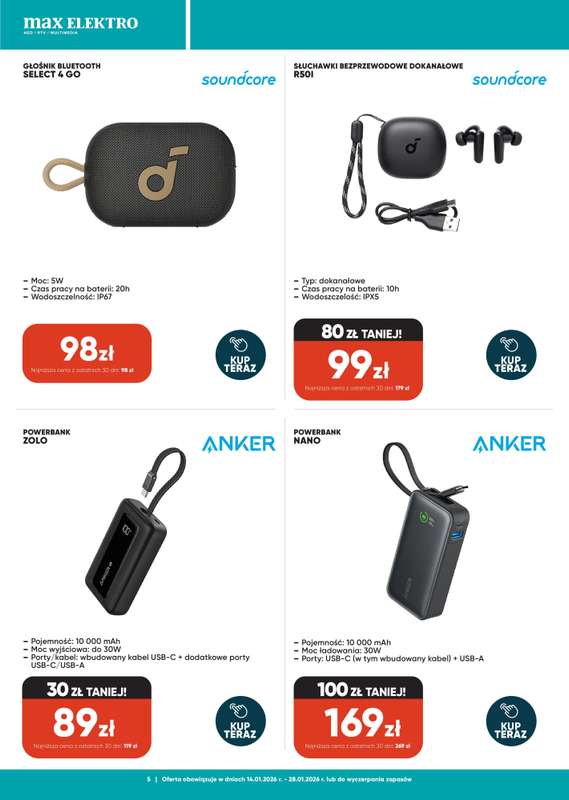Max Elektro - gazetka promocyjna Gazetka od środy 14.01 do środy 28.01 - strona 5