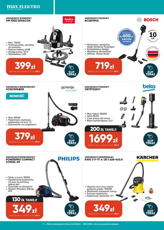 Max Elektro - gazetka promocyjna Gazetka od środy 14.01 do środy 28.01 - strona 7