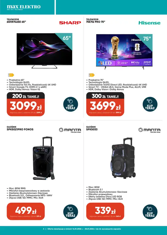 Max Elektro - gazetka promocyjna Gazetka od środy 14.01 do środy 28.01 - strona 3