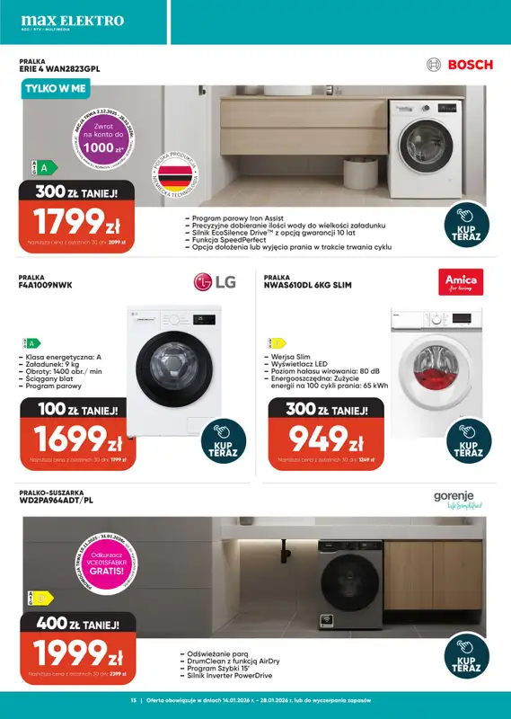 Max Elektro - gazetka promocyjna Gazetka od środy 14.01 do środy 28.01 - strona 15