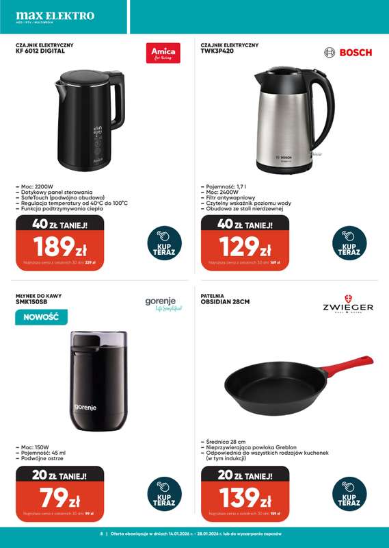Max Elektro - gazetka promocyjna Gazetka od środy 14.01 do środy 28.01 - strona 8