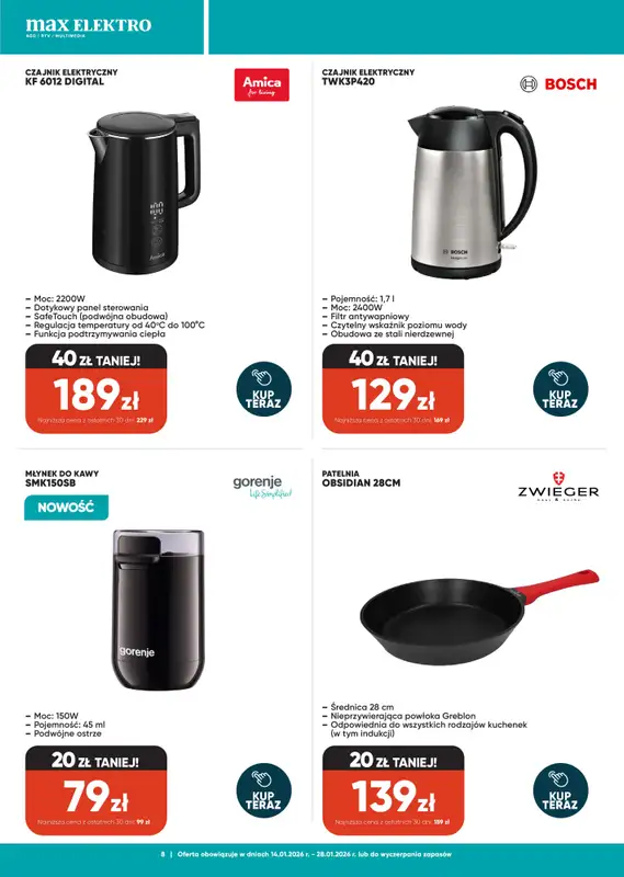 Max Elektro - gazetka promocyjna Gazetka od środy 14.01 do środy 28.01 - strona 8