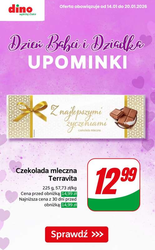 Dino - gazetka promocyjna Upominki na Dzień Babci i Dziadka od czwartku 15.01 do wtorku 20.01
