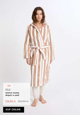 Szlafrok średniej długości w paski