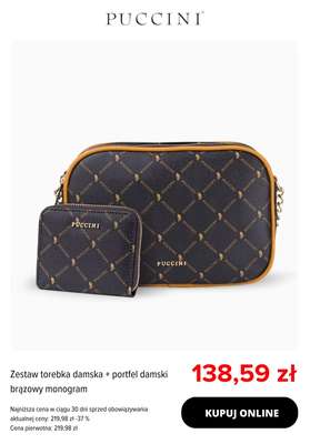 Zestaw torebka damska + portfel damski brązowy monogram