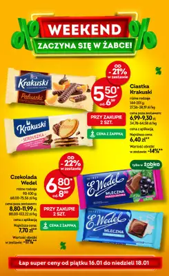 Żabka - gazetka promocyjna Gazetka weekendowa od piątku 16.01 do niedzieli 18.01