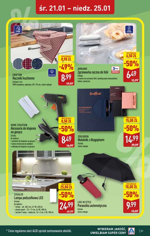 Aldi - gazetka promocyjna ZGIERZ: WIELKIE OTWARCIE już w ŚRODĘ: 21.01! od środy 21.01 do niedzieli 25.01 - strona 21