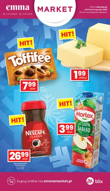 emma MARKET - gazetka promocyjna Gazetka od czwartku 08.01 do środy 21.01