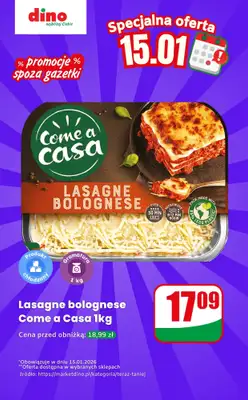 Dino - gazetka promocyjna Lasagne bolognese - oferta na 15.01 | Promocje spoza gazetki od czwartku 15.01 do czwartku 15.01