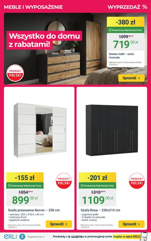 ERLI - gazetka promocyjna MEGA WYPRZEDAŻ mebli i sprzętu elektro do domu! od czwartku 15.01 do niedzieli 18.01 - strona 2