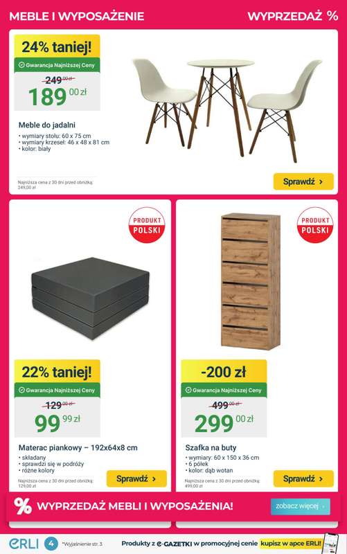 ERLI - gazetka promocyjna MEGA WYPRZEDAŻ mebli i sprzętu elektro do domu! od czwartku 15.01 do niedzieli 18.01 - strona 4