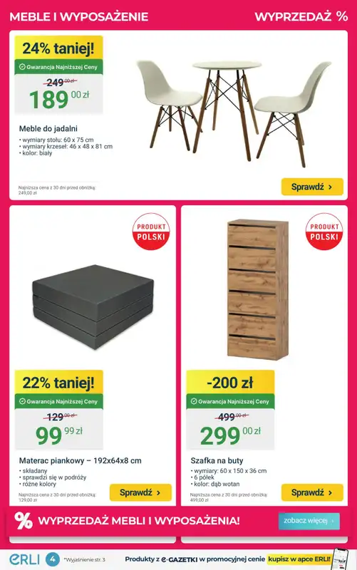 ERLI - gazetka promocyjna MEGA WYPRZEDAŻ mebli i sprzętu elektro do domu! od czwartku 15.01 do niedzieli 18.01 - strona 4